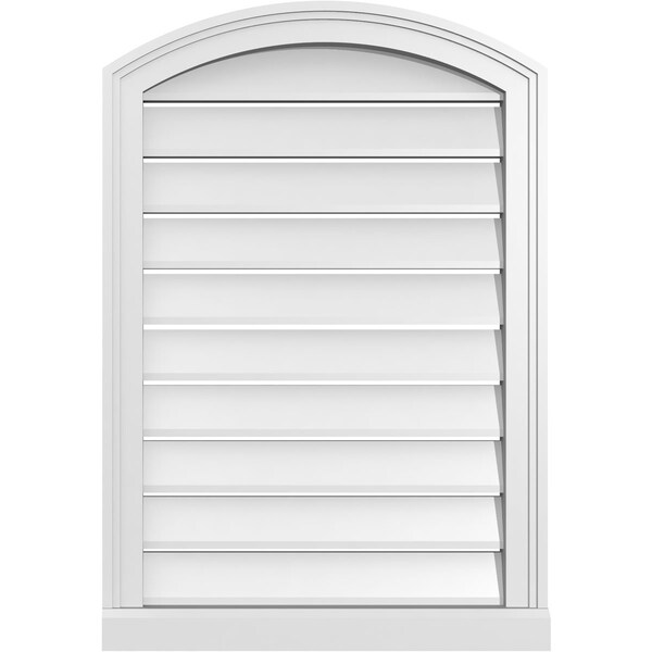 Ekena Millwork Arch Top Surface Mount PVC Gable Vent w/ 2"W x 2"P Brickmould Sill Frame, 22"W x 30"H - GVPAR22X3003SN