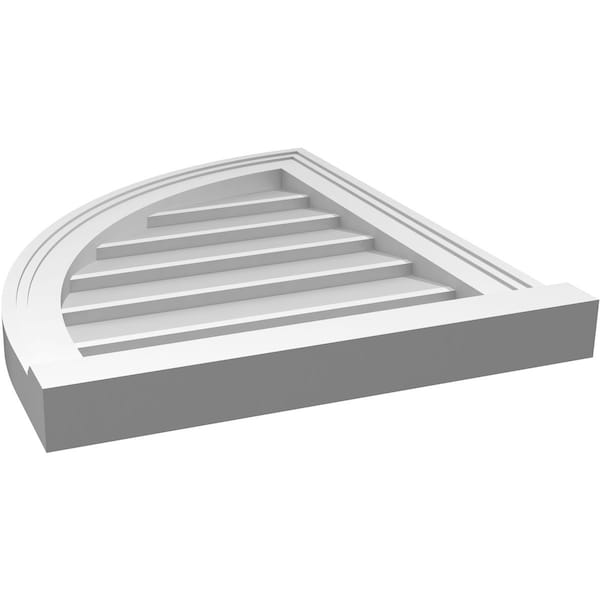 Ekena Millwork Quarter Round Top Left Surface Mount PVC Gable Vent w/ 2"W x 2"P Brickmould Sill Frame, 18"W x 22"H - GVPQL18X2203SN