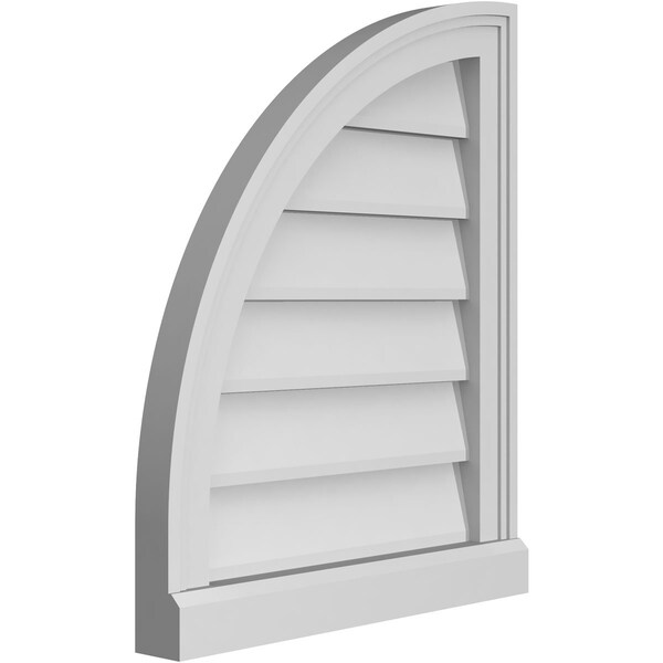 Ekena Millwork Quarter Round Top Left Surface Mount PVC Gable Vent w/ 2"W x 2"P Brickmould Sill Frame, 18"W x 22"H - GVPQL18X2203SN