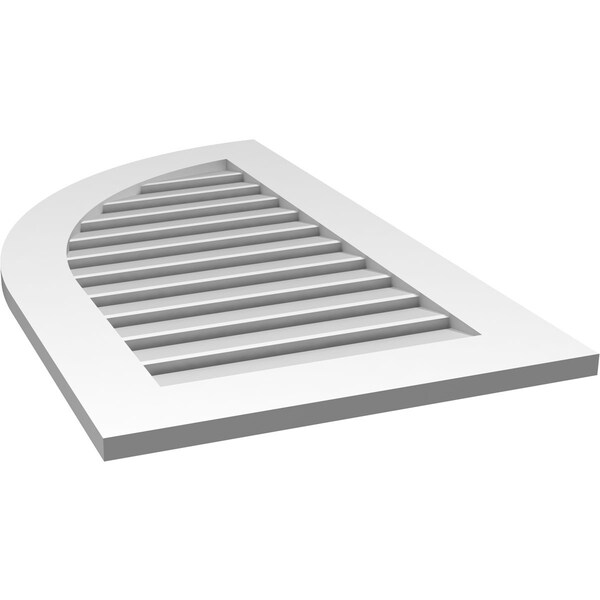 Ekena Millwork Quarter Round Top Left Surface Mount PVC Gable Vent w/ 3-1/2"W x 1"P Standard Frame, 22"W x 38"H - GVPQL22X3801SF
