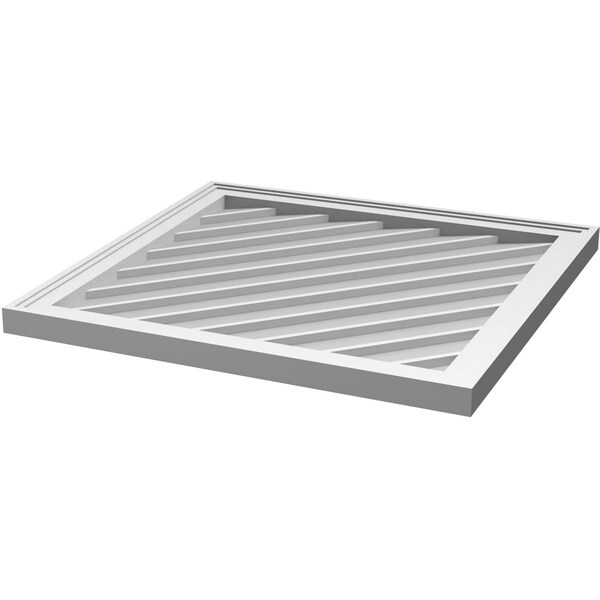 Ekena Millwork Diamond Surface Mount PVC Gable Vent: Functional, w/ 2"W x 1-1/2"P Brickmould Frame, 38"W x 38"H - GVPDI38X3802SF