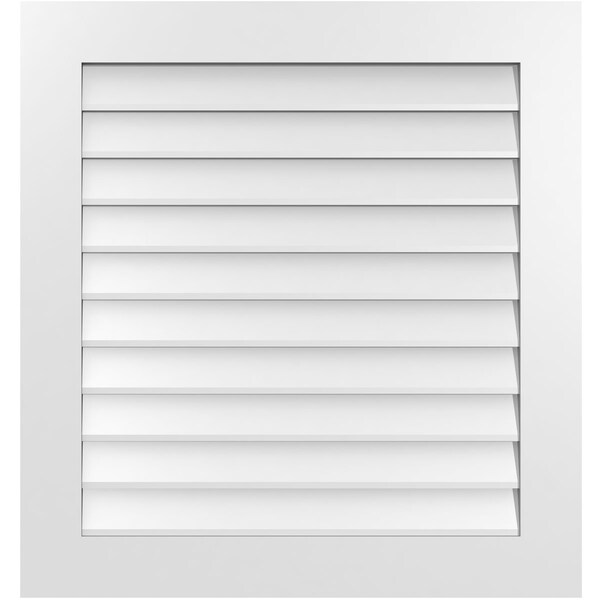 Ekena Millwork Vertical Surface Mount PVC Gable Vent: Non-Functional, w/3-1/2"W x 1"H, Standard Frame, 32"W x 34"H - GVPVE32X3401SN
