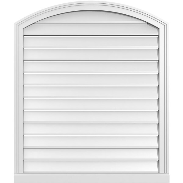 Ekena Millwork Arch Top Surface Mount PVC Gable Vent w/ 2"W x 2"P Brickmould Sill Frame, 34"W x 38"H - GVPAR34X3803SN
