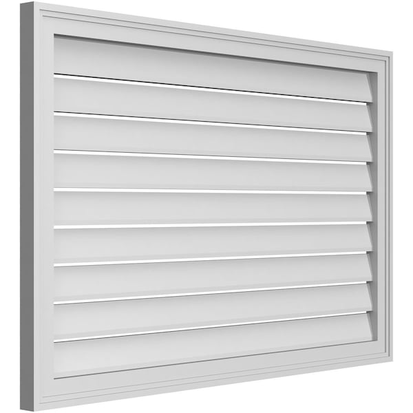 Ekena Millwork Vertical Surface Mount PVC Gable Vent: Functional, w/ 2"W x 1-1/2"P Brickmould Frame, 42"W x 28"H - GVPVE42X2802SF