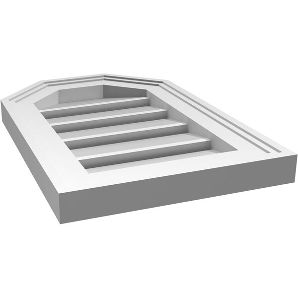 Ekena Millwork Octagonal Top Surface Mount PVC Gable Vent w/ 2"W x 1-1/2"P Brickmould Frame, 12"W x 18"H - GVPOT12X1802SF