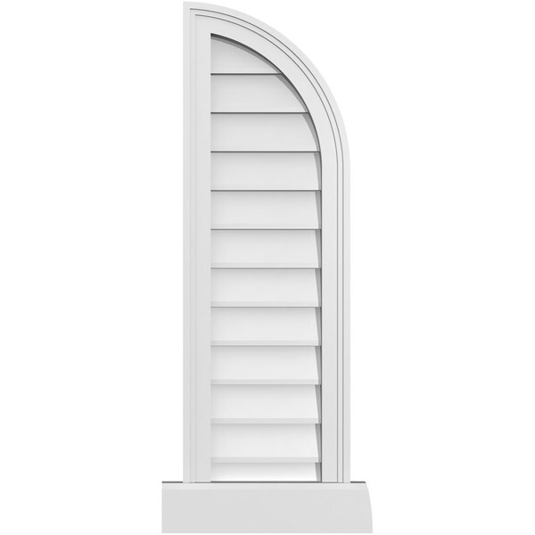 Ekena Millwork Quarter Round Top Right Surface Mount PVC Gable Vent w/ 2"W x 2"P Brickmould Sill Frame, 12"W x 38"H - GVPQR12X3803SN