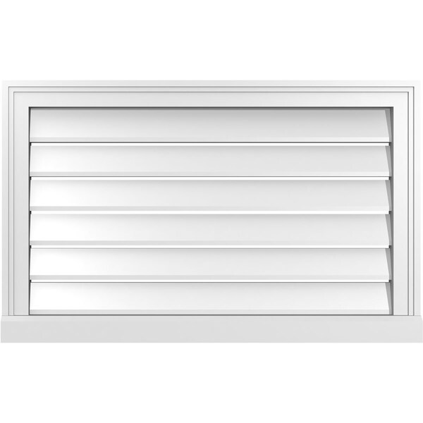 Ekena Millwork Vertical Surface Mount PVC Gable Vent: Functional, w/ 2"W x 2"P Brickmould Sill Frame, 32"W x 20"H - GVPVE32X2003SF