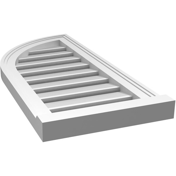 Ekena Millwork Quarter Round Top Left Surface Mount PVC Gable Vent w/ 2"W x 2"P Brickmould Sill Frame, 14"W x 30"H - GVPQL14X3003SF