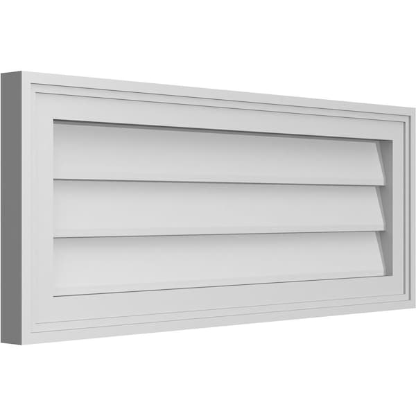 Ekena Millwork Vertical Surface Mount PVC Gable Vnt: Non-Functional, w/2"W x 1-1/2"H, Brickmould Frame, 30"W x 12"H - GVPVE30X1202SN