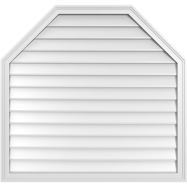 Ekena Millwork Octagonal Top Surface Mount PVC Gable Vent w/ 2"W x 1-1/2"P Brickmould Frame, 42"W x 40"H - GVPOT42X4002SN