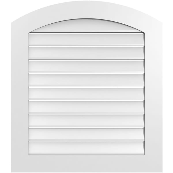 Ekena Millwork Arch Top Surface Mount PVC Gable Vent: Non-Functional, w/ 3-1/2"W x 1"P Standard Frame, 30"W x 32"H - GVPAR30X3201SN