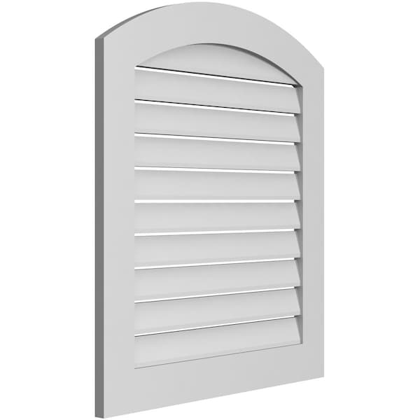 Ekena Millwork Arch Top Surface Mount PVC Gable Vent: Non-Functional, w/ 3-1/2"W x 1"P Standard Frame, 30"W x 32"H - GVPAR30X3201SN