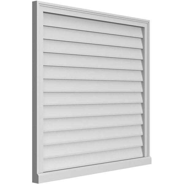 Ekena Millwork Vertical Surface Mount PVC Gable Vent w/ 2"W x 2"H , Brickmould Sill Frame, 40"W x 38"H - GVPVE40X3803SN