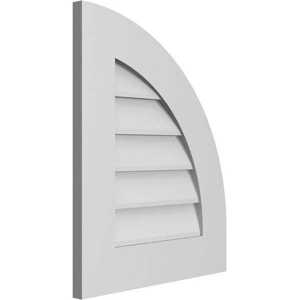 Ekena Millwork Quarter Round Top Right Surface Mount PVC Gable Vent w/ 3-1/2"W x 1"P Standard Frame, 18"W x 22"H - GVPQR18X2201SN