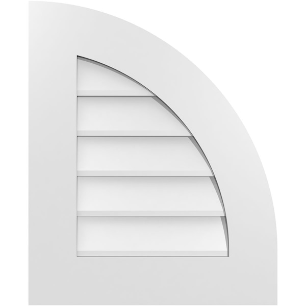 Ekena Millwork Quarter Round Top Right Surface Mount PVC Gable Vent w/ 3-1/2"W x 1"P Standard Frame, 18"W x 22"H - GVPQR18X2201SN