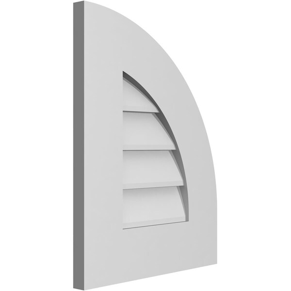 Ekena Millwork Quarter Round Top Right Surface Mount PVC Gable Vent w/ 3-1/2"W x 1"P Standard Frame, 14"W x 18"H - GVPQR14X1801SN