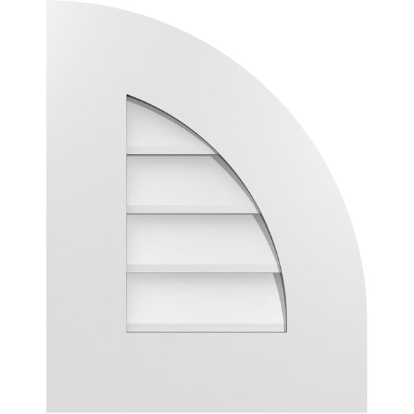 Ekena Millwork Quarter Round Top Right Surface Mount PVC Gable Vent w/ 3-1/2"W x 1"P Standard Frame, 14"W x 18"H - GVPQR14X1801SN