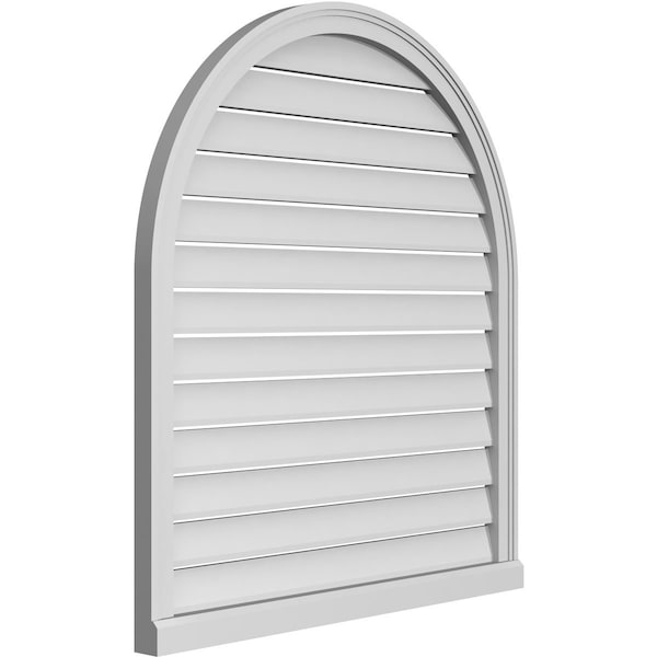 Ekena Millwork Round Top Surface Mount PVC Gable Vent: Functional, w/ 2"W x 2"P Brickmould Sill Frame, 36"W x 40"H - GVPRT36X4003SF