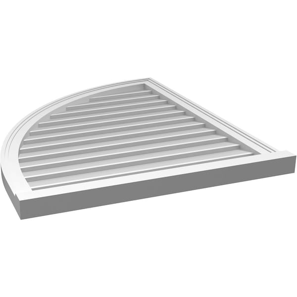 Ekena Millwork Quarter Round Top Left Surface Mount PVC Gable Vent w/ 2"W x 2"P Brickmould Sill Frame, 30"W x 36"H - GVPQL30X3603SN