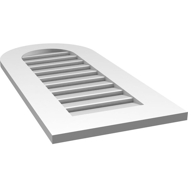 Ekena Millwork Round Top Surface Mount PVC Gable Vent: Functional, w/ 3-1/2"W x 1"P Standard Frame, 16"W x 34"H - GVPRT16X3401SF