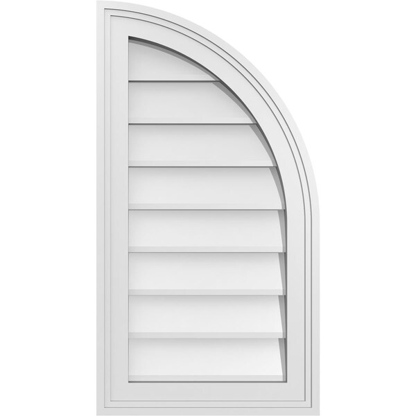 Ekena Millwork Quarter Round Top Right Surface Mount PVC Gable Vent w/ 2"W x 2"P Brickmould Sill Frame, 14"W x 26"H - GVPQR14X2603SN