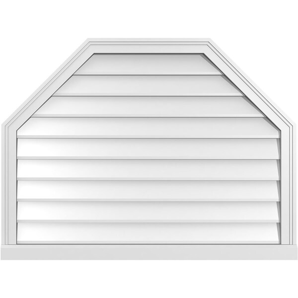 Ekena Millwork Octagonal Top Surface Mount PVC Gable Vent w/ 2"W x 2"P Brickmould Sill Frame, 40"W x 30"H - GVPOT40X3003SN