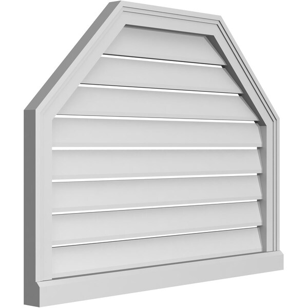 Ekena Millwork Octagonal Top Surface Mount PVC Gable Vent w/ 2"W x 2"P Brickmould Sill Frame, 34"W x 26"H - GVPOT34X2603SF