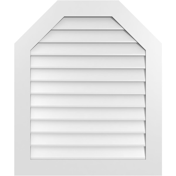 Ekena Millwork Octagonal Top Surface Mount PVC Gable Vent w/ 3-1/2"W x 1"P Standard Frame, 32"W x 38"H - GVPOT32X3801SN