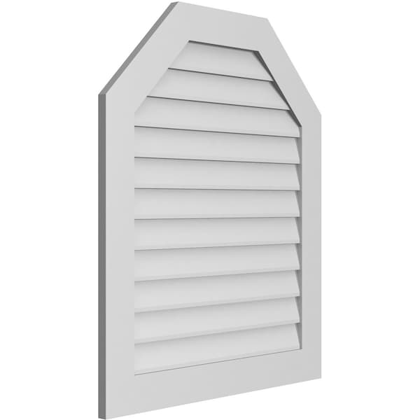 Ekena Millwork Octagonal Top Surface Mount PVC Gable Vent w/ 3-1/2"W x 1"P Standard Frame, 32"W x 38"H - GVPOT32X3801SN