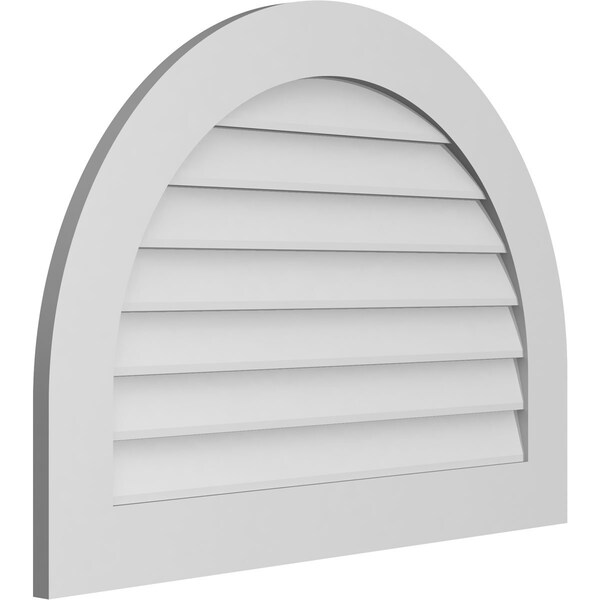 Ekena Millwork Round Top Surface Mount PVC Gable Vent: Non-Functional, w/ 3-1/2"W x 1"P Standard Frame, 36"W x 26"H - GVPRT36X2601SN