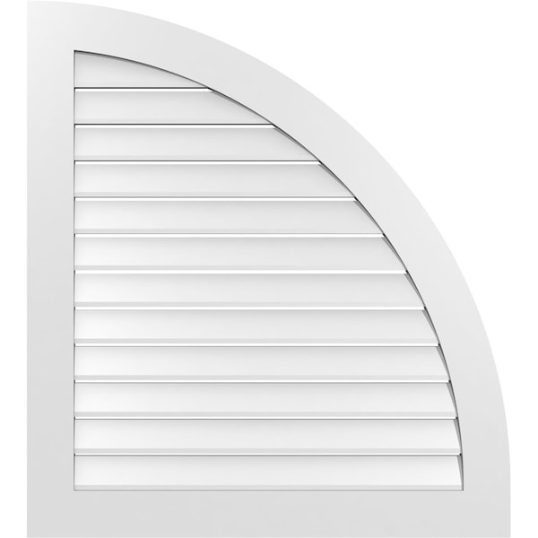Ekena Millwork Quarter Round Top Right Surface Mount PVC Gable Vent w/ 3-1/2"W x 1"P Standard Frame, 36"W x 40"H - GVPQR36X4001SF