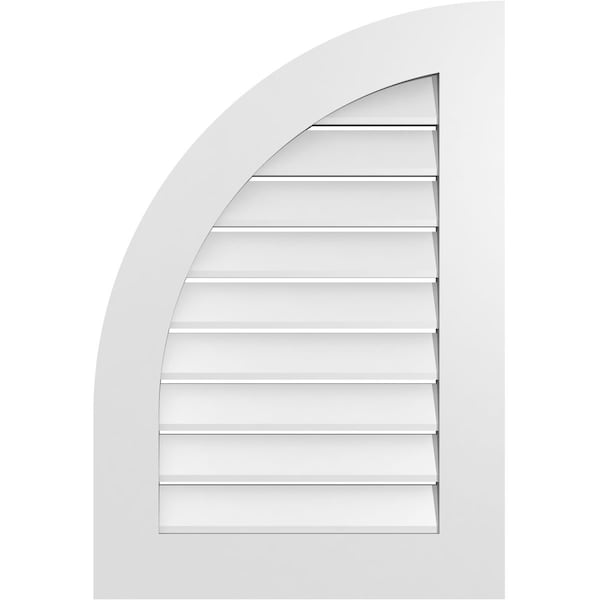 Ekena Millwork Quarter Round Top Left Surface Mount PVC Gable Vent w/ 3-1/2"W x 1"P Standard Frame, 22"W x 32"H - GVPQL22X3201SF