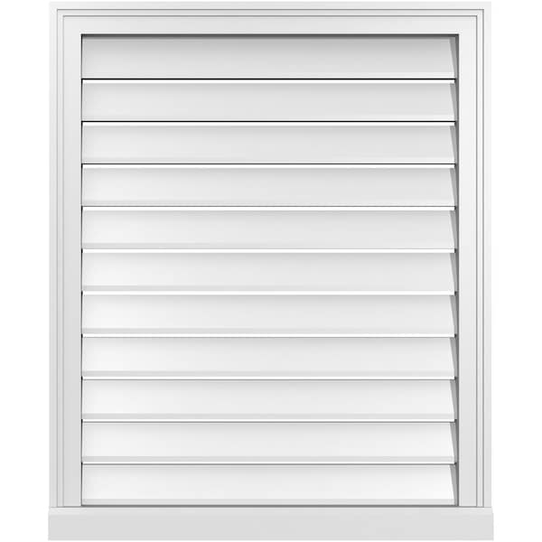 Ekena Millwork Vertical Surface Mount PVC Gable Vent: Functional, w/ 2"W x 2"P Brickmould Sill Frame, 28"W x 34"H - GVPVE28X3403SF