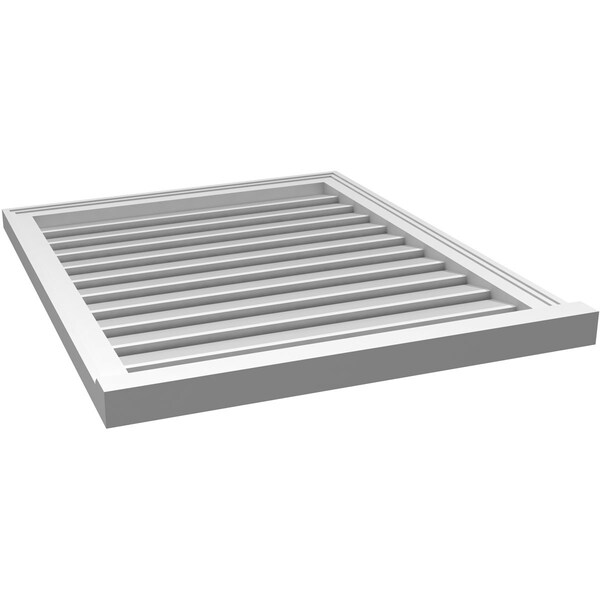 Ekena Millwork Vertical Surface Mount PVC Gable Vent: Functional, w/ 2"W x 2"P Brickmould Sill Frame, 28"W x 34"H - GVPVE28X3403SF
