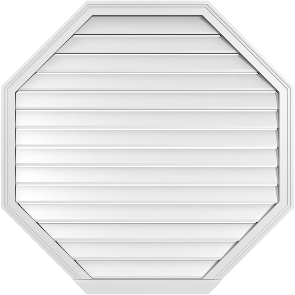 Ekena Millwork Octagonal Surface Mount PVC Gable Vent: Functional, w/ 2"W x 2"P Brickmould Sill Frame, 42"W x 42"H - GVPOC42X4203SF