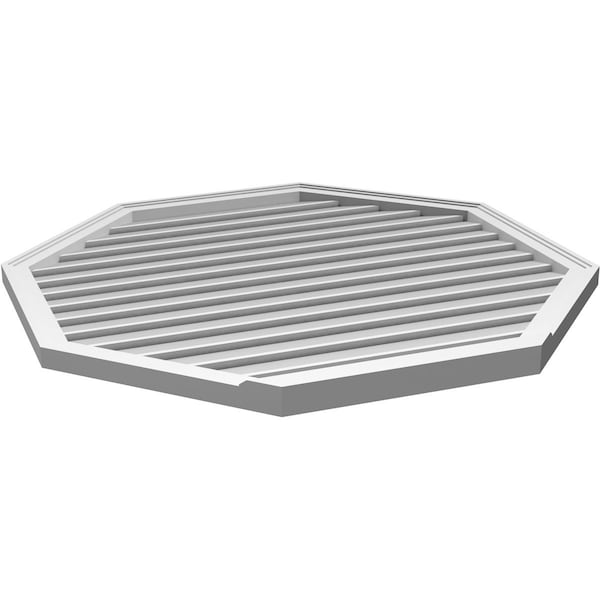 Ekena Millwork Octagonal Surface Mount PVC Gable Vent: Functional, w/ 2"W x 2"P Brickmould Sill Frame, 42"W x 42"H - GVPOC42X4203SF