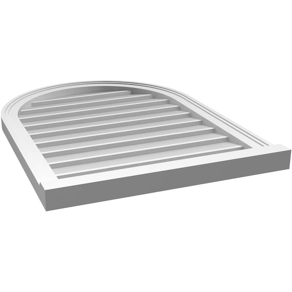 Ekena Millwork Round Top Surface Mount PVC Gable Vent w/ 2"W x 2"P Brickmould Sill Frame, 24"W x 32"H - GVPRT24X3203SN