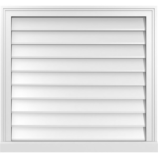 Ekena Millwork Vertical Surface Mount PVC Gable Vent w/ 2"W x 2"H , Brickmould Sill Frame, 30"W x 28"H - GVPVE30X2803SN