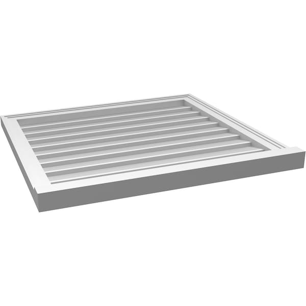 Ekena Millwork Vertical Surface Mount PVC Gable Vent w/ 2"W x 2"H , Brickmould Sill Frame, 30"W x 28"H - GVPVE30X2803SN