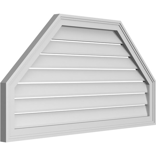 Ekena Millwork Octagonal Top Surface Mount PVC Gable Vent w/ 2"W x 1-1/2"P Brickmould Frame, 42"W x 22"H - GVPOT42X2202SF