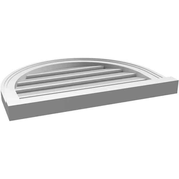 Ekena Millwork Round Top Surface Mount PVC Gable Vent: Functional, w/ 2"W x 2"P Brickmould Sill Frame, 24"W x 18"H - GVPRT24X1803SF