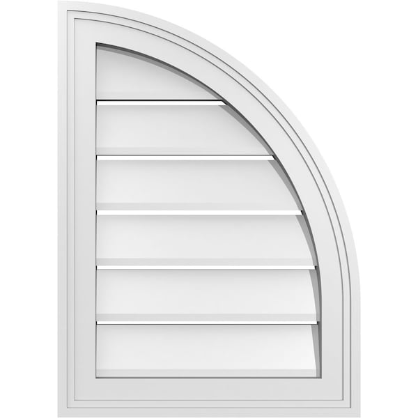 Ekena Millwork Quarter Round Top Right Surface Mount PVC Gable Vent w/ 2"W x 2"P Brickmould Sill Frame, 16"W x 22"H - GVPQR16X2203SF