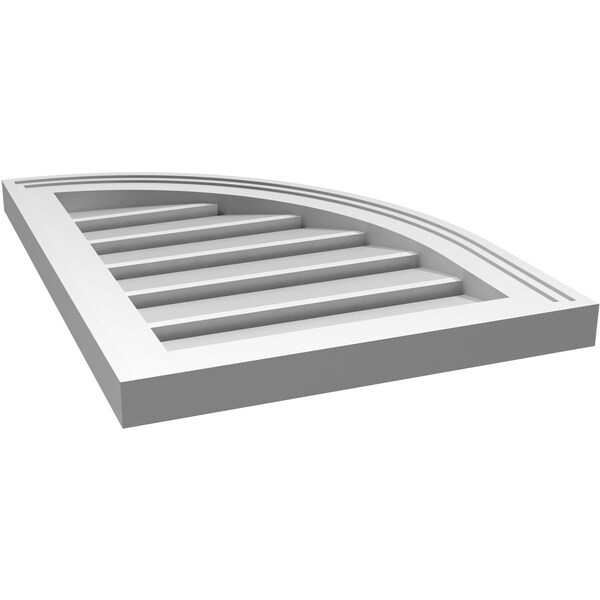 Ekena Millwork Quarter Round Top Right Surface Mount PVC Gable Vent w/ 2"W x 2"P Brickmould Sill Frame, 16"W x 22"H - GVPQR16X2203SF