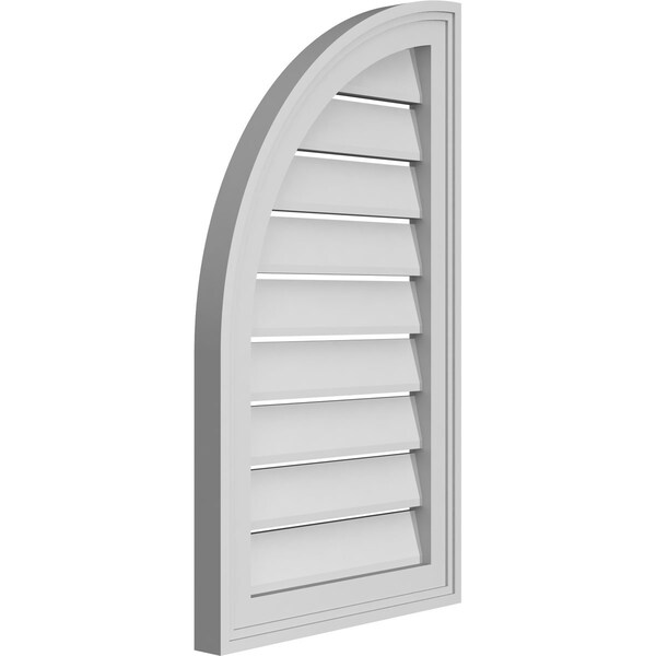Ekena Millwork Quarter Round Top Left Surface Mount PVC Gable Vent w/ 2"W x 1-1/2"P Brickmould Frame, 16"W x 28"H - GVPQL16X2802SF