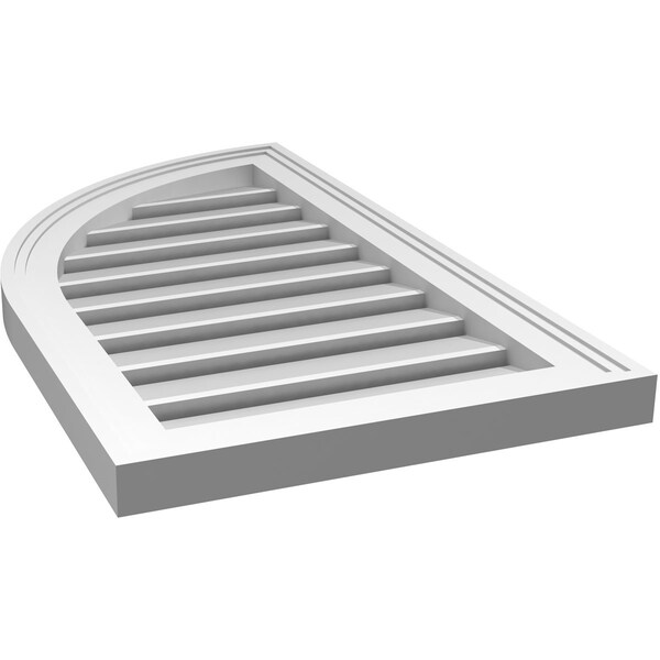 Ekena Millwork Quarter Round Top Left Surface Mount PVC Gable Vent w/ 2"W x 1-1/2"P Brickmould Frame, 16"W x 28"H - GVPQL16X2802SF