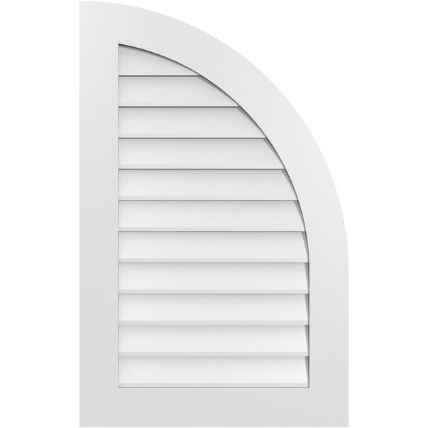 Ekena Millwork Quarter Round Top Right Surface Mount PVC Gable Vent w/ 3-1/2"W x 1"P Standard Frame, 24"W x 38"H - GVPQR24X3801SN