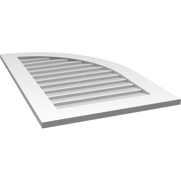 Ekena Millwork Quarter Round Top Right Surface Mount PVC Gable Vent w/ 3-1/2"W x 1"P Standard Frame, 24"W x 38"H - GVPQR24X3801SN
