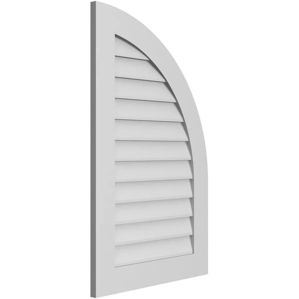 Ekena Millwork Quarter Round Top Right Surface Mount PVC Gable Vent w/ 3-1/2"W x 1"P Standard Frame, 24"W x 38"H - GVPQR24X3801SN