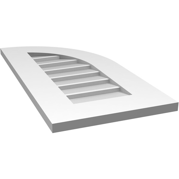 Ekena Millwork Quarter Round Top Right Surface Mount PVC Gable Vent w/ 3-1/2"W x 1"P Standard Frame, 14"W x 28"H - GVPQR14X2801SN