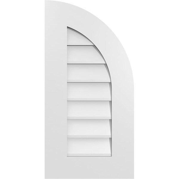 Ekena Millwork Quarter Round Top Right Surface Mount PVC Gable Vent w/ 3-1/2"W x 1"P Standard Frame, 14"W x 28"H - GVPQR14X2801SN